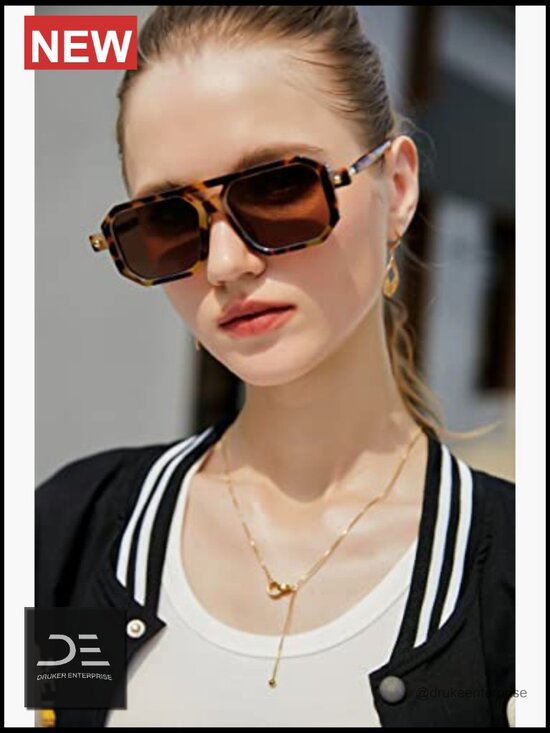 Unisex Vintage Square Aviator Sunglasses with UV400 Protection Polarized main image 5